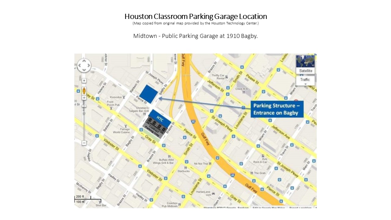 Google map image of area around Houston Technology Center, April 2019