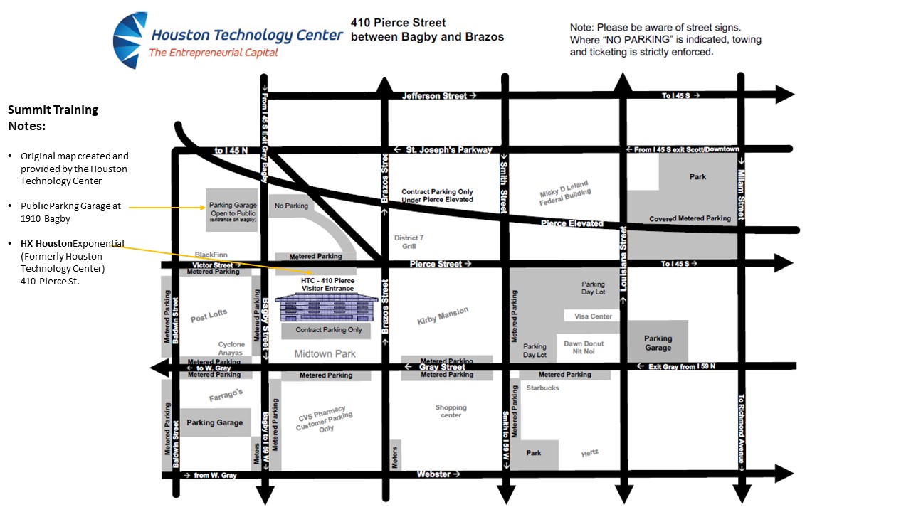 Google map image of area around Houston Technology Center, April 2019
